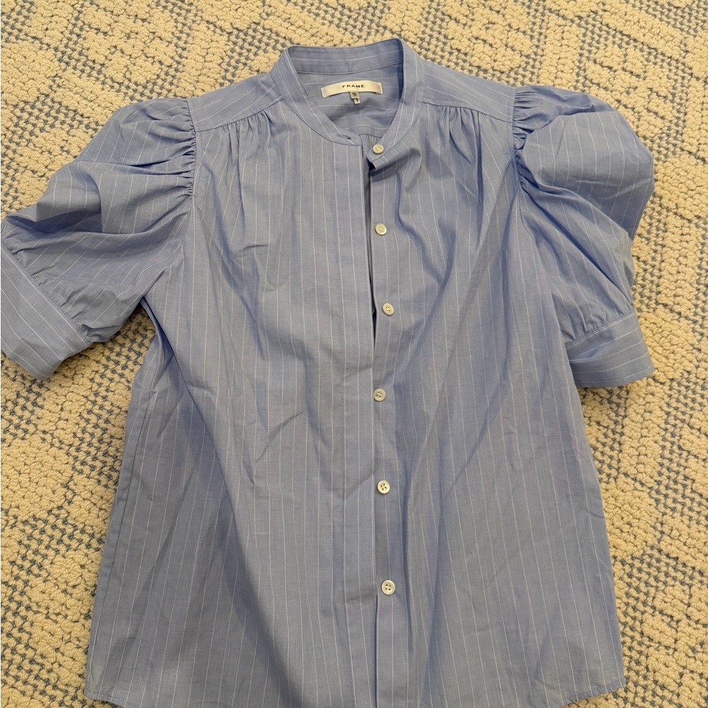 Frame Denim Light Blue Pinstripe Shirt